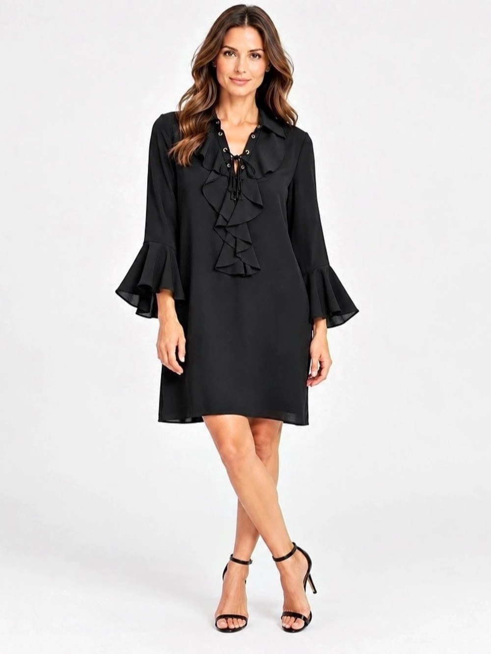Michael Kors Collection Black Ruffle Mini Dress Size 4 Like New